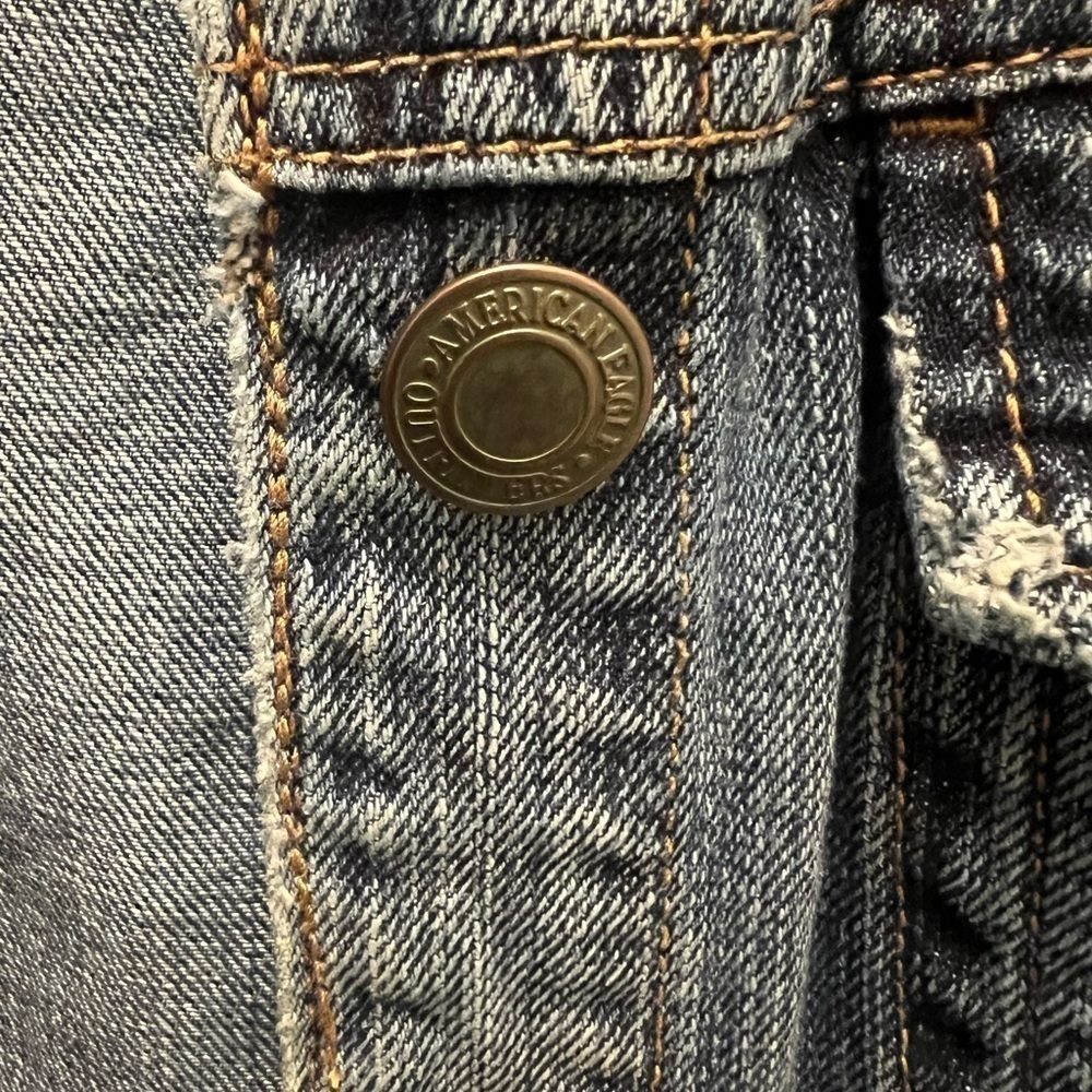 American Eagle Denim Vest Small Patchwork Button … - image 14